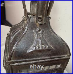 Rare antique early 19th century French #1 steel glass candle holder lantern