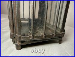 Rare antique early 19th century French #1 steel glass candle holder lantern