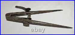 Rare antique early 19th century handmade solid steel brass compass divider tool