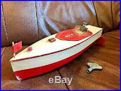 Rare antique early Model Boat Wind Up Clockwork Tin Toy USSR