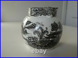 Rare antique early Swansea Cambrian Chinoiserie Palm / Fern pearlware jug c1810