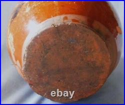 Rare antique redware crock urn manganese splotch ear handles early 19th century Rare antique redware crock urn manganese splotch ear handles early 19th century