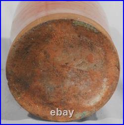Rare antique redware vase urn glazed manganese splotch early 19th c. Decorated