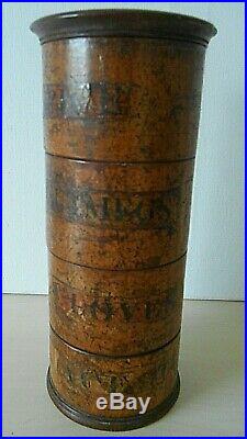 Rare early 19thC. Antique Boxwood Spice Tower 4 Sections Superb Patina & Spices