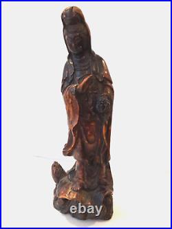 Rare early 19th century Chinese carved wood figure of Guanyin c1800-1820 Rare early 19th century Chinese carved wood figure of Guanyin c1800-1820
