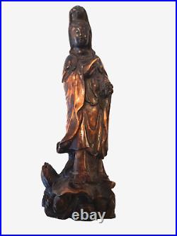 Rare early 19th century Chinese carved wood figure of Guanyin c1800-1820 Rare early 19th century Chinese carved wood figure of Guanyin c1800-1820
