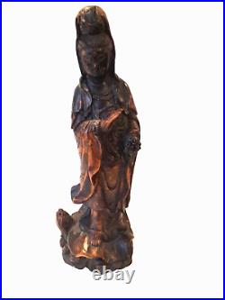 Rare early 19th century Chinese carved wood figure of Guanyin c1800-1820 Rare early 19th century Chinese carved wood figure of Guanyin c1800-1820