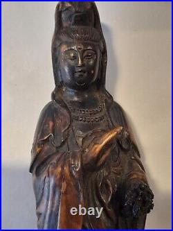 Rare early 19th century Chinese carved wood figure of Guanyin c1800-1820 Rare early 19th century Chinese carved wood figure of Guanyin c1800-1820