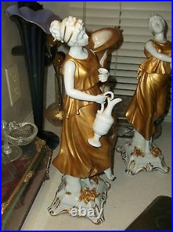 Rare early Italian 15 inch tall Capodimonte Roman woman wine jug figurine