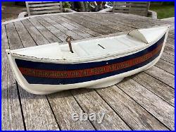 Rare early RNLI life boat Antique Tinplate Collection Box tin with key