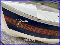 Rare early RNLI life boat Antique Tinplate Collection Box tin with key