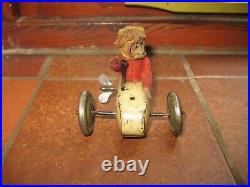 Rare early Schuco #852 Monkey figure tin scooter clockwork tinplate toy antique
