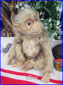 Rare early Steiff tipped mohair chimpanzee with button