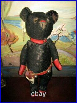 Rare very early black Antique Teddy bear /pre 1 world war/Roosevelt/Cowboy