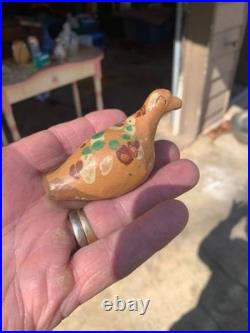 Redware antique Bird Whistle Rare Early one awesome glaze