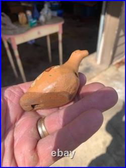 Redware antique Bird Whistle Rare Early one awesome glaze