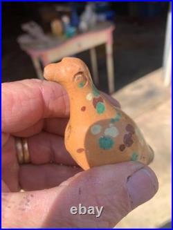 Redware antique Bird Whistle Rare Early one awesome glaze