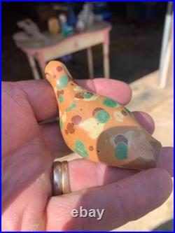 Redware antique Bird Whistle Rare Early one awesome glaze