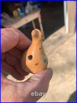 Redware antique Bird Whistle Rare Early one awesome glaze