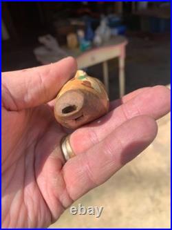 Redware antique Bird Whistle Rare Early one awesome glaze