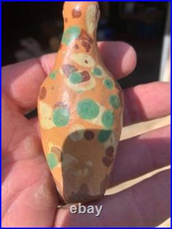 Redware antique Bird Whistle Rare Early one awesome glaze