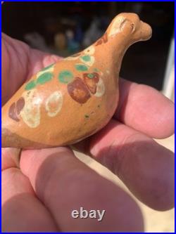 Redware antique Bird Whistle Rare Early one awesome glaze