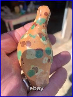 Redware antique Bird Whistle Rare Early one awesome glaze