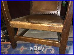 Robert Thompson Mouseman Leather Chair Very Rare Early Piece Made By Robert