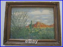 Roy James Painting Antique American California Desert Cactus Arizona Rare Early
