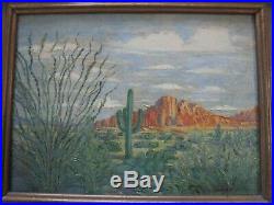 Roy James Painting Antique American California Desert Cactus Arizona Rare Early