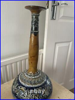 Royal Doulton Lambeth Rare Antique stoneware Bottle Neck Vase Early 1880s