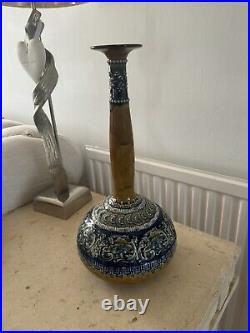 Royal Doulton Lambeth Rare Antique stoneware Bottle Neck Vase Early 1880s