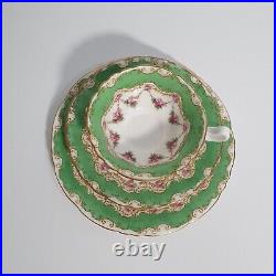 Royal Doulton RARE Antique 1911 Teacup, Saucer & Plate Set, Green Floral HB8322