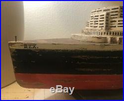 SALE Antique Folk Art RARE LG 35 Wood Ship Model Early 20th C Rex