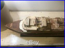 SALE Antique Folk Art RARE LG 35 Wood Ship Model Early 20th C Rex