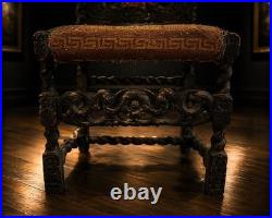 STUNNING ANTIQUE GOTHIC RARE Hall Chair Cherub Barley Twist Early 18th C 118cm