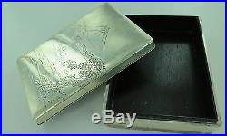 SUPER RARE EARLY 1900s JAPANESE 950 STERLING SILVER SMOKERS SET ORIGINAL CASE