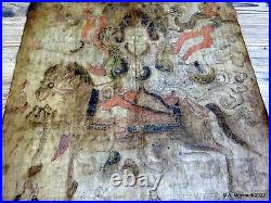 Sino Tibetan Thangka Antique Early Rare Primitive Painting Banner Cotton Scroll