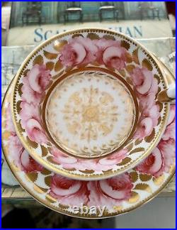 Spode Cabbage Rose Tea Cup And Saucer. Very Rare Early 1807 Spode