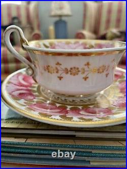 Spode Cabbage Rose Tea Cup And Saucer. Very Rare Early 1807 Spode