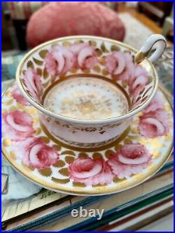 Spode Cabbage Rose Tea Cup And Saucer. Very Rare Early 1807 Spode