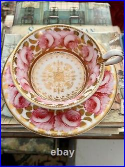 Spode Cabbage Rose Tea Cup And Saucer. Very Rare Early 1807 Spode