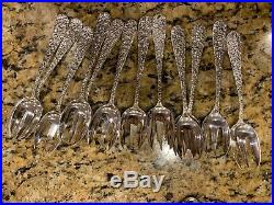 Stieff Rose Sterling Set Of 12 Rare Terrapin Forks Or Early Salad Forks