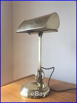 Stunning Rare Early Antique Original Adjustable Brass Bankers Desk Lamp
