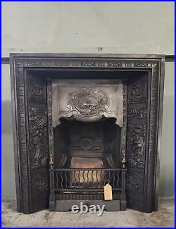 Stunning Rare Early Victorian Antique Cast Iron Fireplace Insert