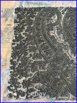 Stunning Rare Large Antique Wood Paisley Fabric Textile Printing Block Early 20c