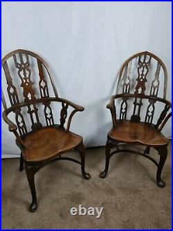 Stunning Rare Pair of Early Victorian 1850's Windsor Yew and Elm Chairs