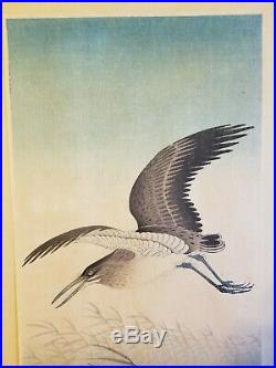 Super Rare Early Ohara Koson (shoson) Japanese Woodblock Print Egret In Flight