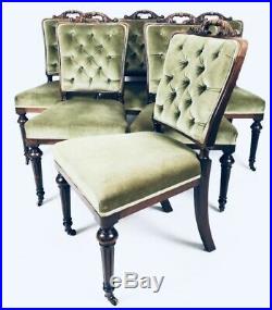 Superb Set Of Six Early Victorian mahogany library / dining chairs Rare Leg Qty