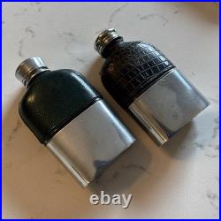 TWO RARE ANTIQUE MINIATURE GENTLEMANS HIP FLASKS, EARLY 1900's